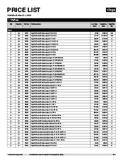 Viega product price list PDF with current pricing for plumbing systems and components