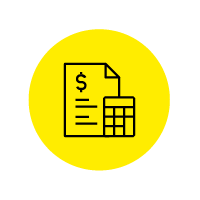 Financial document icon on yellow background