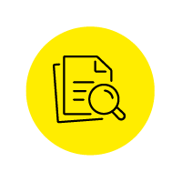 Magnifying glass over documents icon