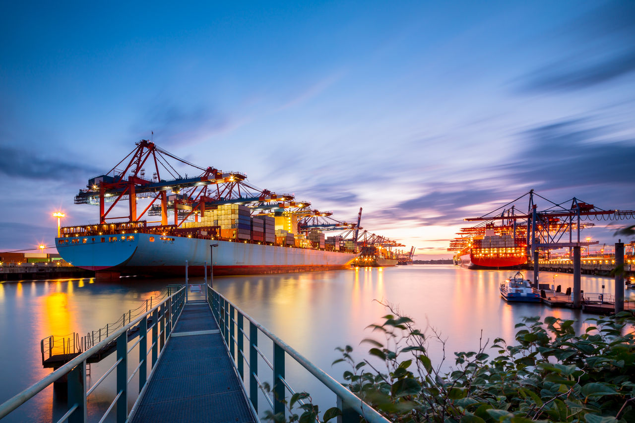 Hamburg Cargo terminal on a nice evening.