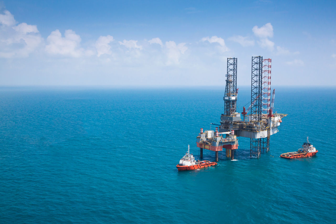 Offshore oil rig drilling gas platform in the gulf of Thailand