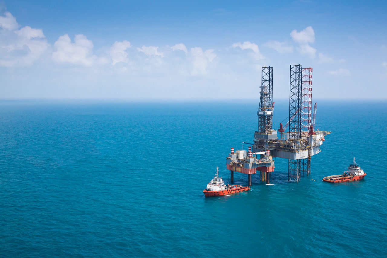 Offshore oil rig drilling gas platform in the gulf of Thailand