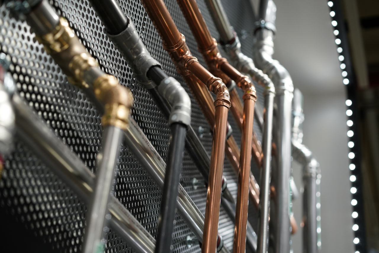 Show installation consisting of various Viega metal piping systems