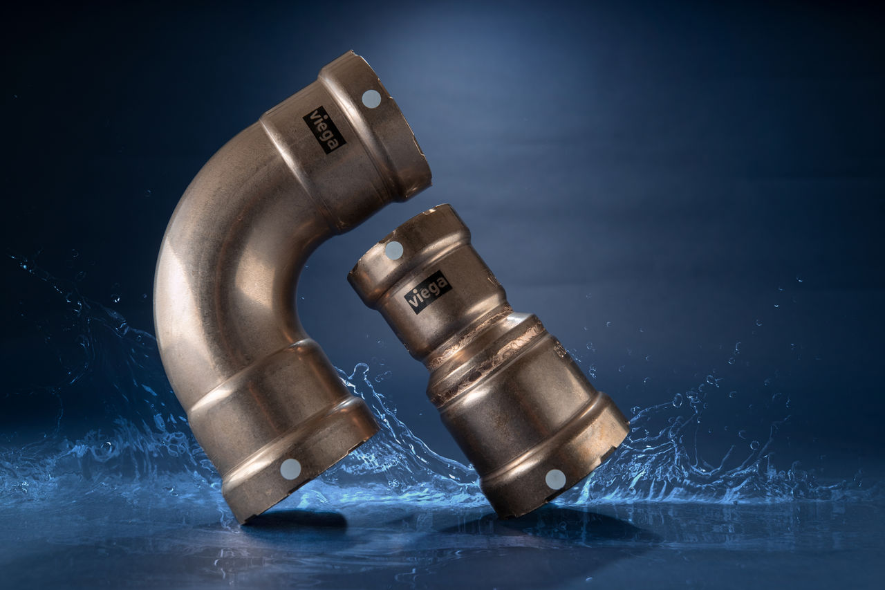 Marine Viega pipes with water background