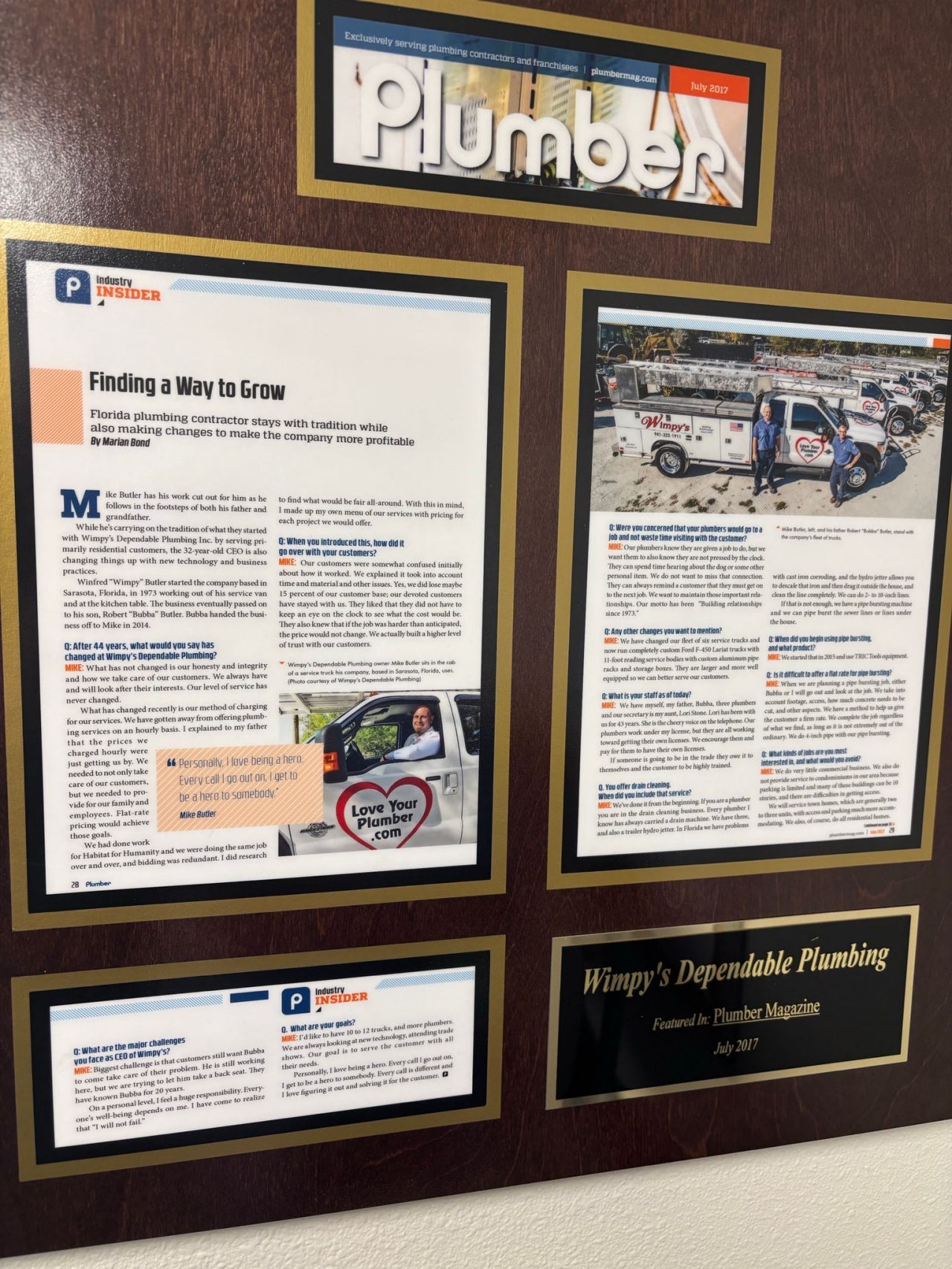 2017 Plumber Magazine Plaque