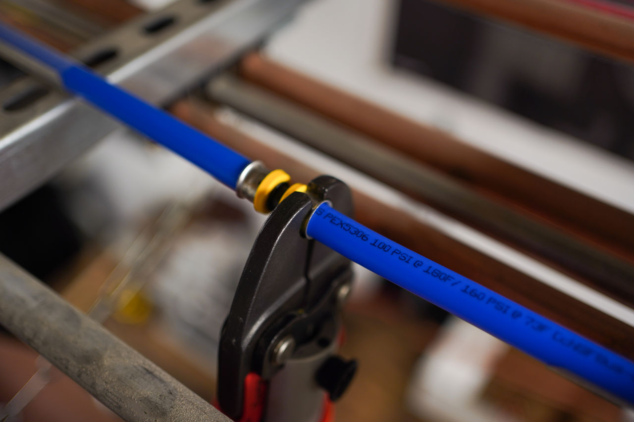 Viega PureFlow Jaw on blue pex line 