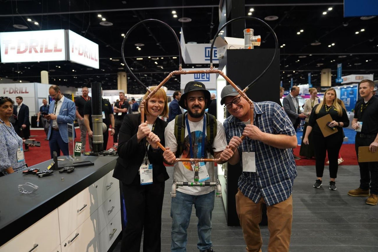 Viega CEO with giveaway winner